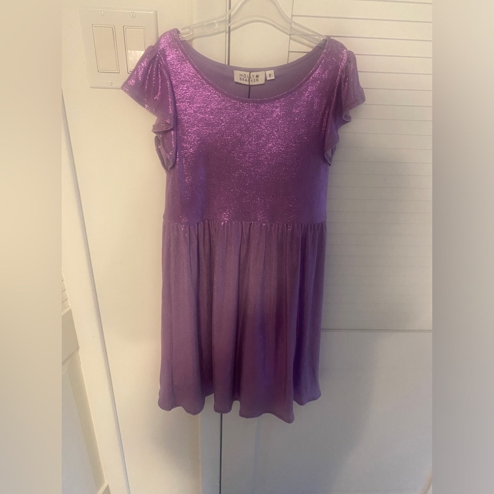 Molly Bracken Purple Shimmer Knitted Dress Girls 10/12